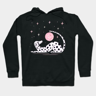 Pink Dalmatian Dog with Disco Ball illustration Hoodie